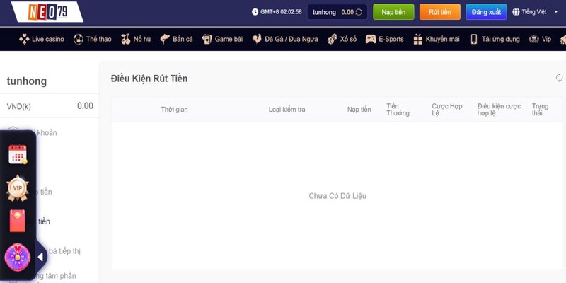 Hướng dẫn cách rút tiền chi tiết cho nhà cái Neo79